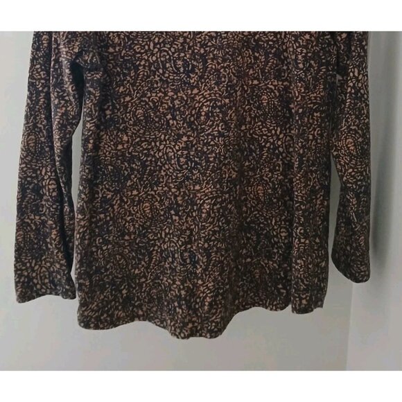 J. Jill PureJill Long Sleeve Shirttail Top Size Small Brown Floral Fall Cotton - Picture 4 of 8